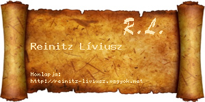 Reinitz Líviusz névjegykártya